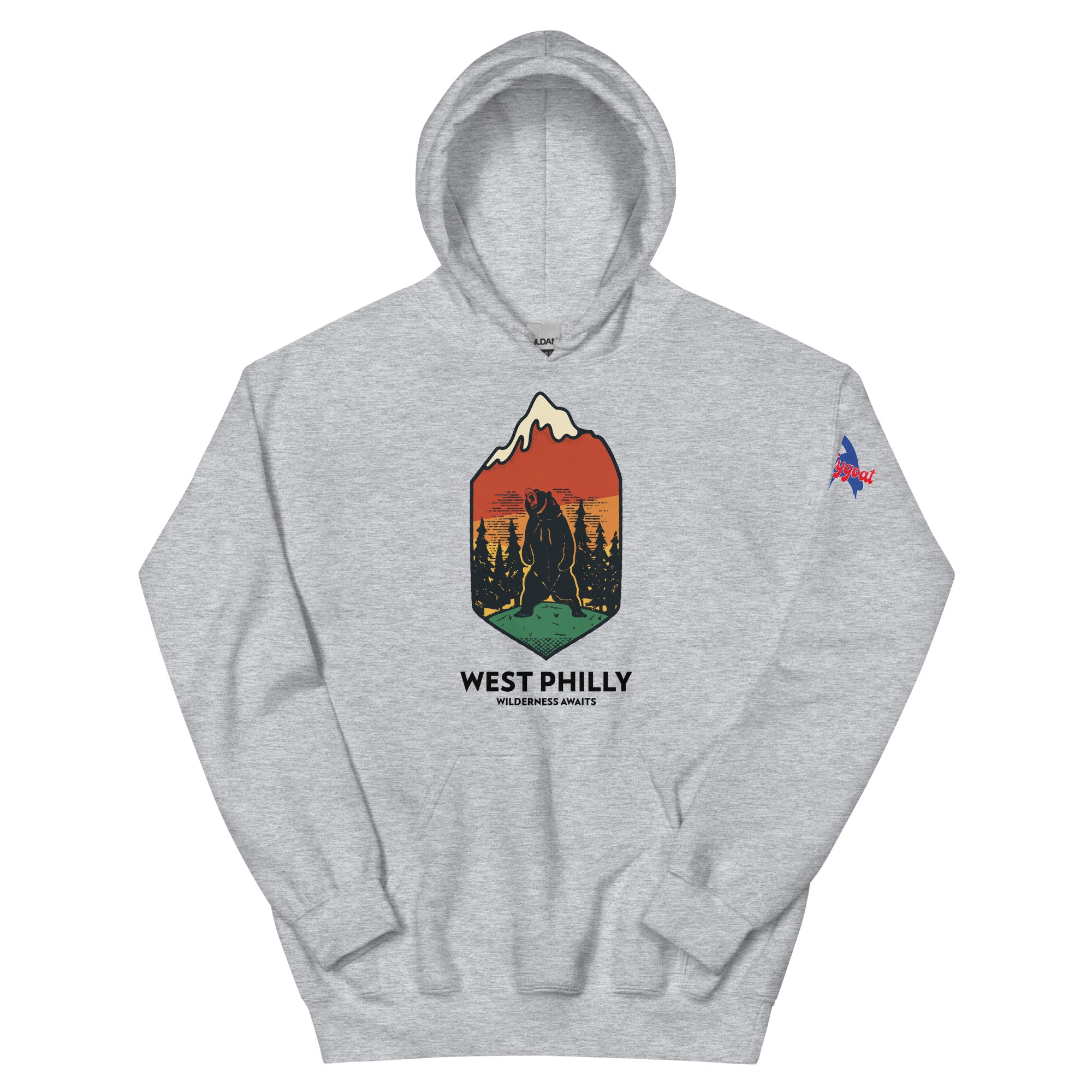 West Philly Philadelphia outdoors wildernesssport grey hoodie Phillygoat
