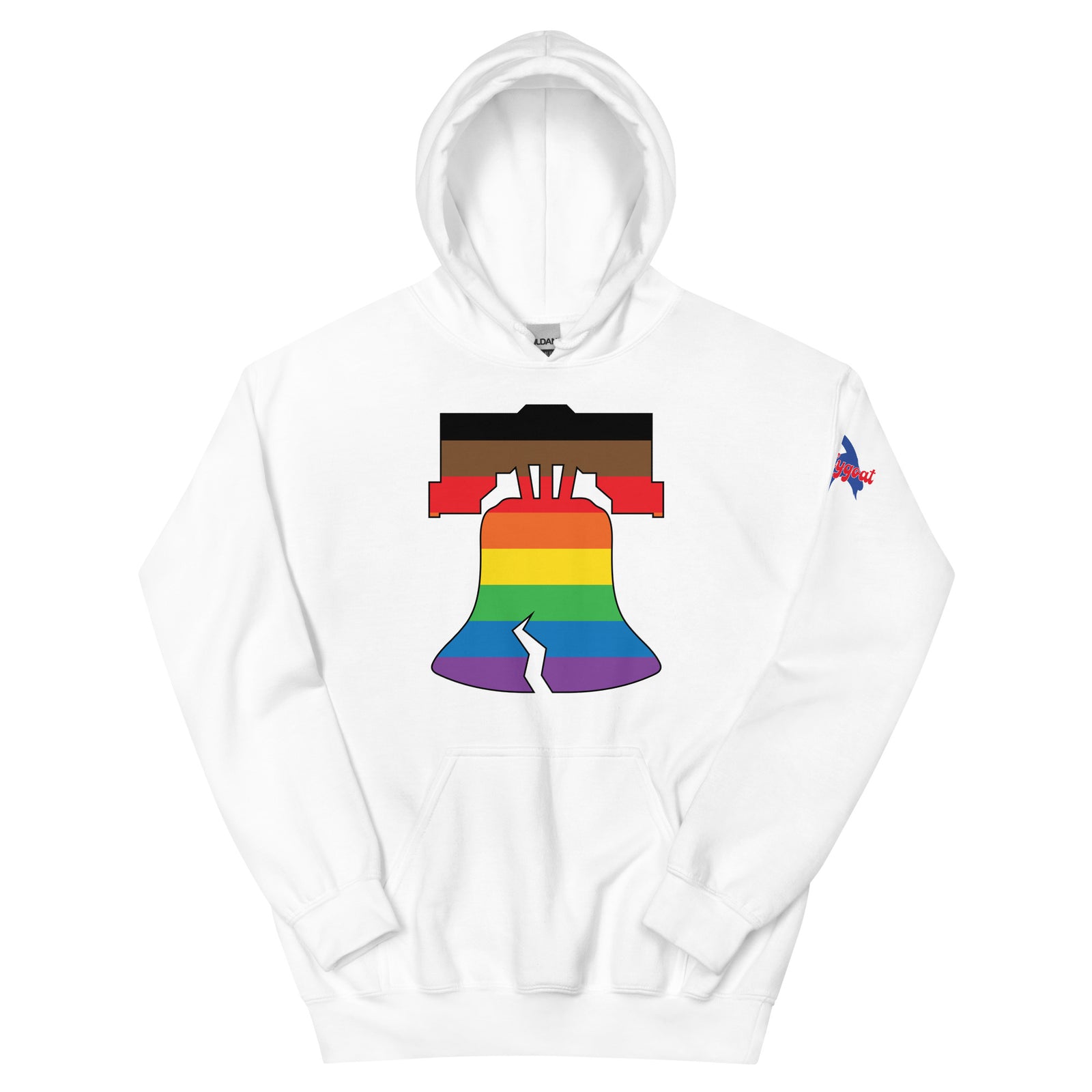 Philly pride Philadelphia LGBTQ+ rainbow liberty bell white hoodie Phillygoat